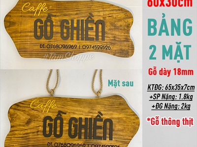 Bảng hiệu gỗ Vintage hình tấm thớt cách điệu [Chữ - Kích thước theo yêu cầu] YC-BANGHIEU-05